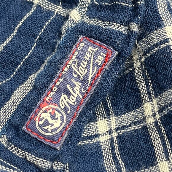 Polo Ralph Lauren Pleated Blue Plaid Button Up Top - Picture 7 of 8